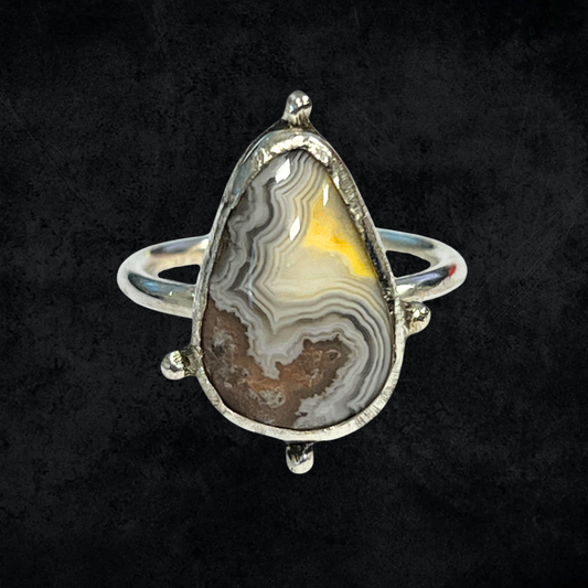 Crazy lace agate ring