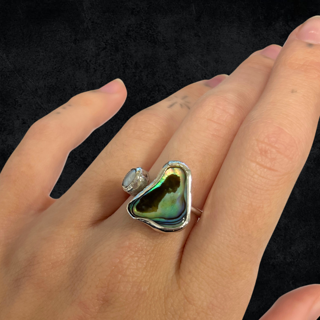 Abalone pearl ring