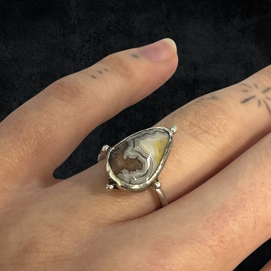 Crazy lace agate ring
